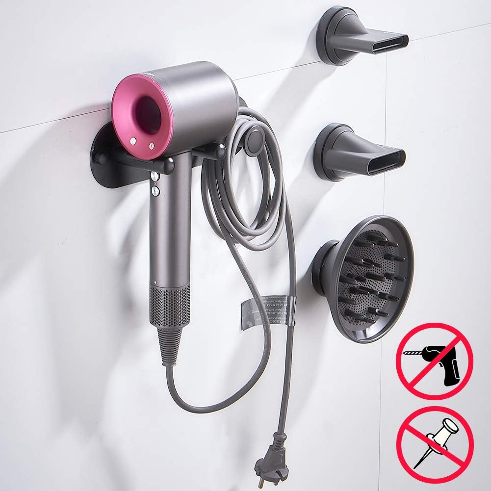 Hair Dryer Holder, Self Adhesive Hair Dryer Wall Mount Holder for Dyson Supersonic Hair Dryer and Dyson Accessories