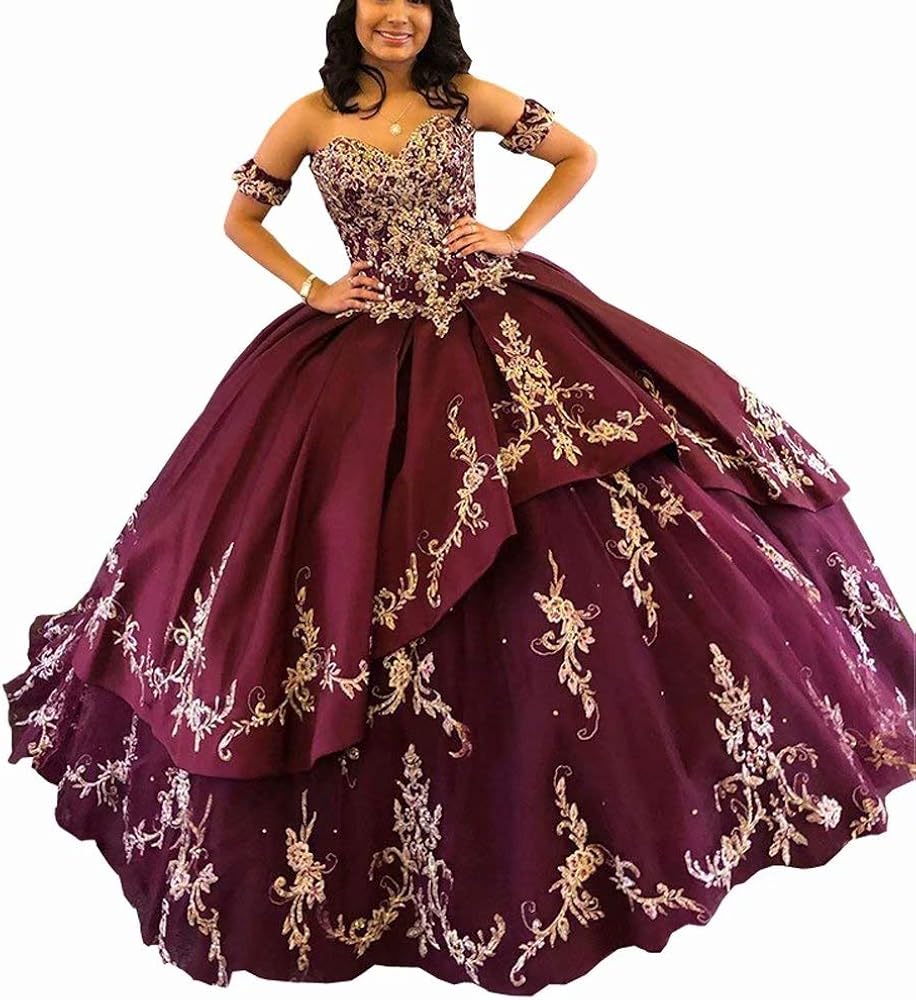 Applique Lace Prom Quinceanera Dresses Detachable Short