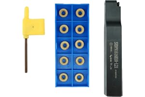 JIAROUTK 5/8" Indexable Carbide Turning Tool, 16mm CNC Shank Insert Holder Set W/ 10pcs RPMT Carbide Turning Insert Blade for Lathe Cutting Stainless Steel Polish，T15 Wrenches (RPMT10T3-JS R5)