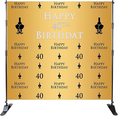 Mehofoto Toile De Fond D Anniversaire Pour Adulte Motif Happy Birthday 40th Champagne 8x8ft Amazon Fr Photo Camescopes