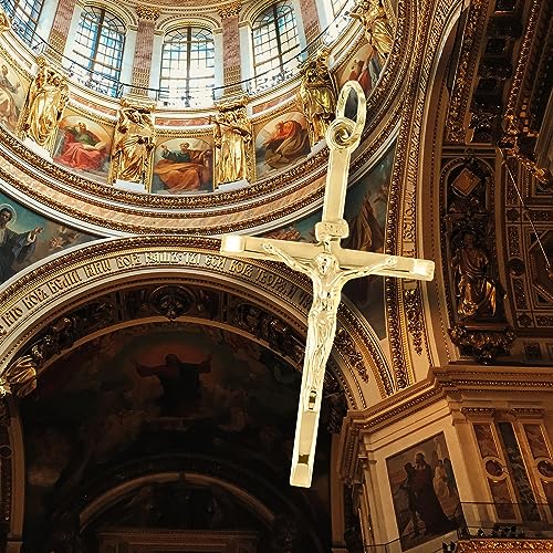 Lucchetta - Authentic Italian Crucifix Christian Catholic Jesus 1.18in - 14k Gold Cross Charm Pendant from Italy - Fits Perfectly up to 4mm Necklace
