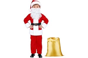 PrettyQueen Boys Santa Claus Costume, Children's Santa Costume, Kids Xmas Santa Suit Christmas Outfit for Halloween Cosplay