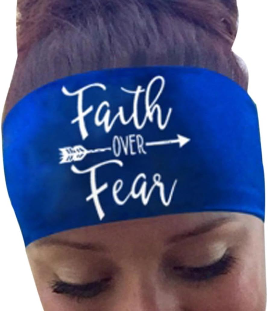 FTXJ Yoga Headbands Harley hair Ladies Letter Sports Yoga Sweatband Gym Stretch Headband Hair Band (Blue B)