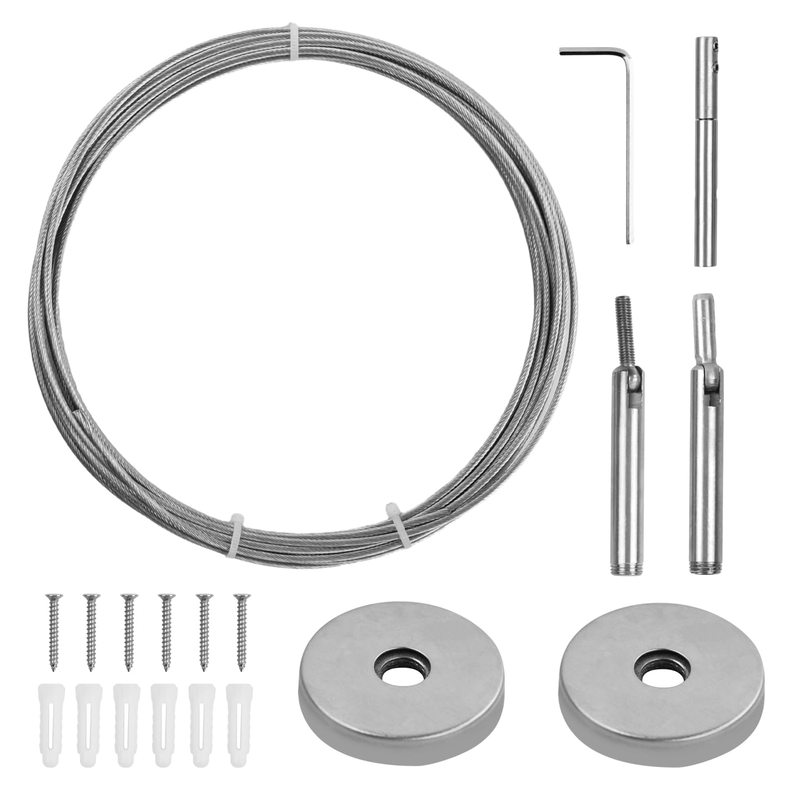 Photo 1 of 5m Stainless Steel Curtain Rail Rope Set, Tension Wire for Curtains/Clotheslines