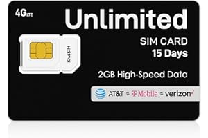 KiwiSIM Unlimited Data SIM Card 15 Days, 2GB High-Speed (After 256kbps), Compatible with AT&T, T-Mobile & Verizon, Perfect for Unlocked Mobile WiFi/Router/Portable WiFi, No Contract, No Activation