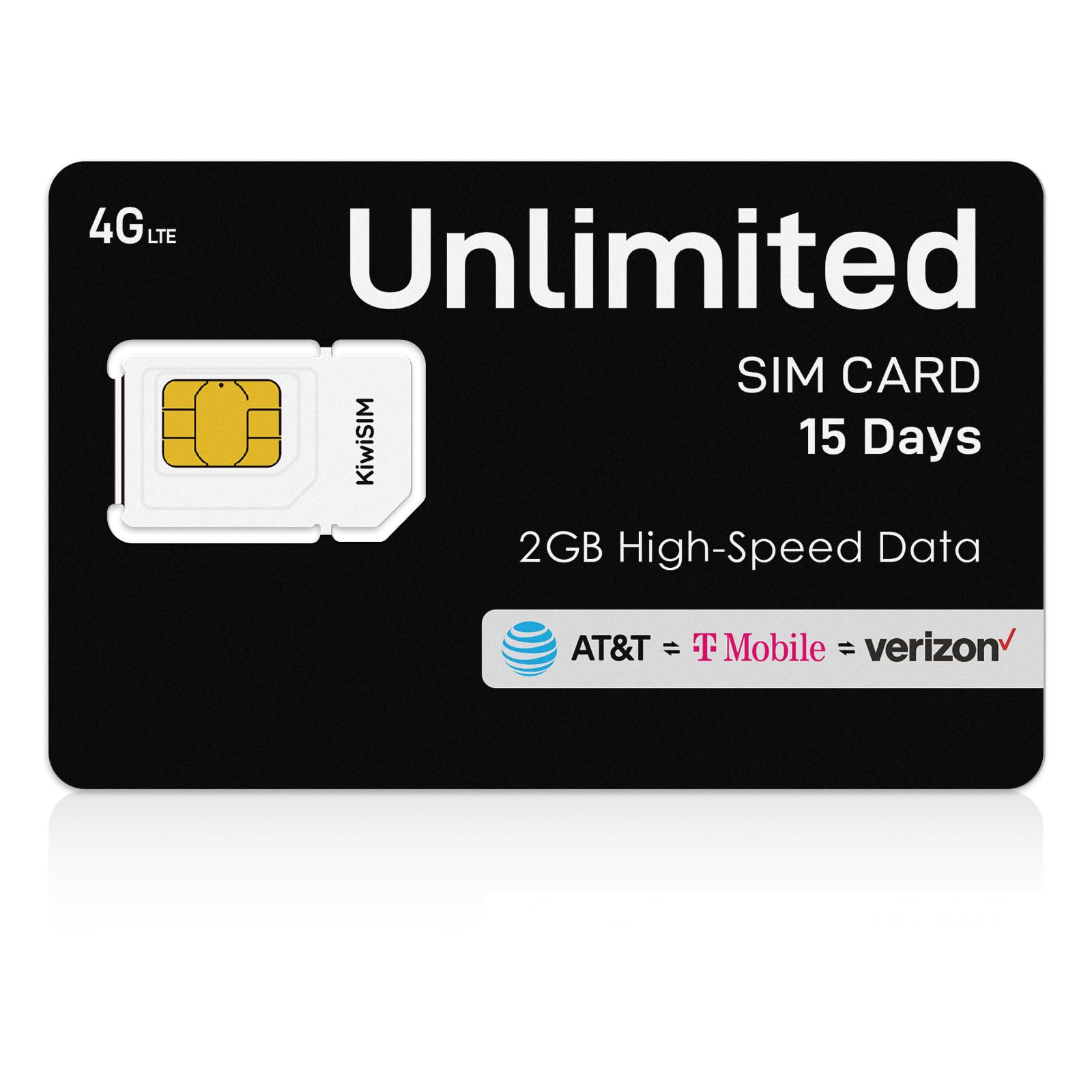 KiwiSIM Unlimited Data SIM Card 15 Days, 2GB High-Speed (After 256kbps), Compatible with AT&T, T-Mobile & Verizon, Perfect for Unlocked Mobile WiFi/Router/Portable WiFi, No Contract, No Activation