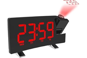 Clock, Projection FM Radio Alarm Clock with USB Charging Port, 15 Radio Channels, Dual Alarms, 8inch Screen Display, 3-Level 