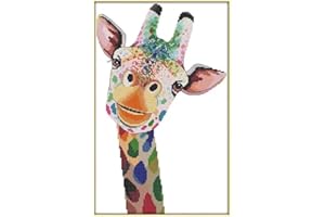 Bilrost Cross Stitch Kits for Beginners Cross Stitch Needlepoint Kits for Adults Stamped Cross Stitch Kits for Adults DIY 14CT Embroidery Patterns Stitches Kit- Giraffe 11.02x16.14 inch