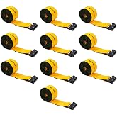 Mytee Products Kinedyne Winch Straps 4" x 30' Gold Heavy Duty Tie Down w/Flat Hooks WLL# 5400 lbs | 4 Inch Cargo Control for Flatbed Truck Utility Trailer (10 Pack)