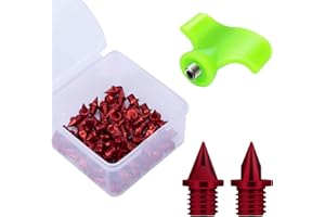Lejof Carbon Steel Track Spikes, 50 Pcs 1/4 Inch Lighter Weight Spikes for Track, 0.47 Grams Spikes with Spike Wrench, Replacement Spikes for Track and Field Sprinting or Cross Country