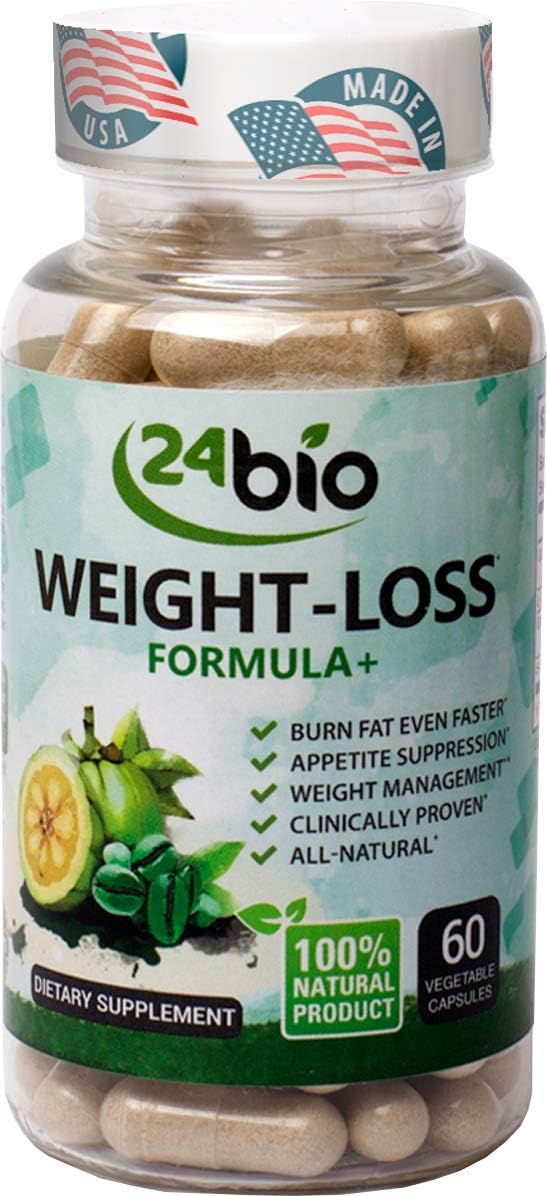 24bio Natural Weight Support Supplement + Energy Booster, Full of Garcinia Cambogia L-Carnitine & Green Coffee Bean Extract and 5-HTP, Helps Suppress Appetite & Manage Weight