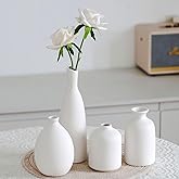Joynisy White Ceramic Vase Set of 4, Classic Matte Vases Home Decorations for Table Shelf Office Decor (White)