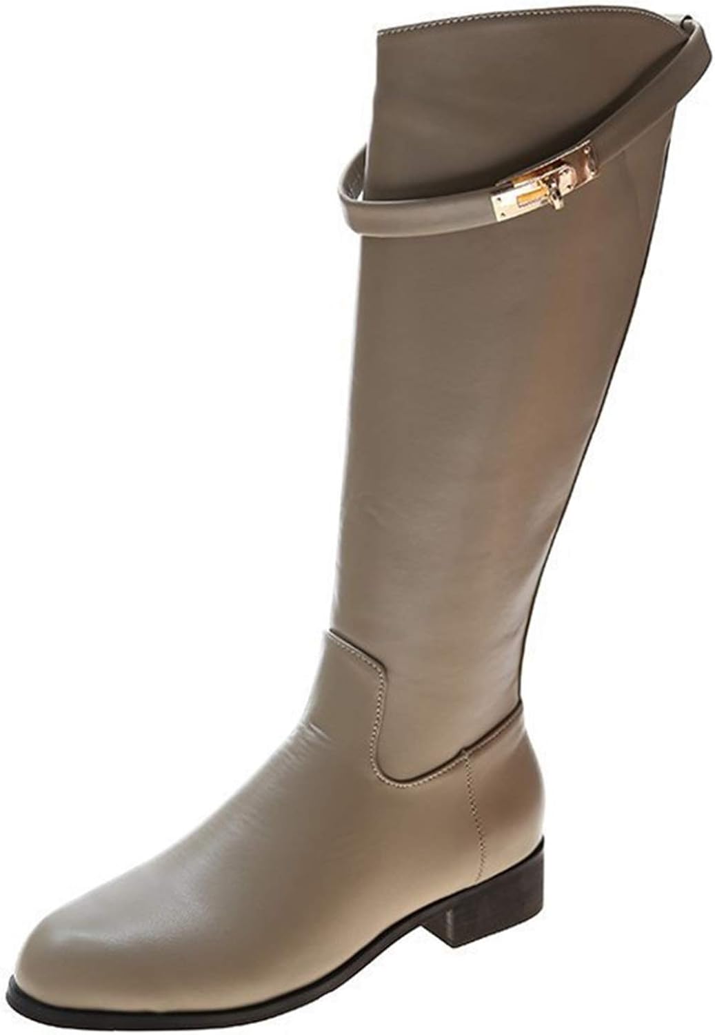 Stivali Donna Sopra Il Ginocchio In Pelle PU - Tacco 4 Cm, Punta Tonda, Invernali Alla Moda - Foto 6