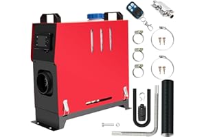 Jacgood 5-8KW Diesel Parking Heater 12V, 10L Tank Diesel Air Heater 5000-8000W，Diesel Parking Heater with LCD Thermostat Monitor & Remote Control Muffler for Cars, Buses, Trucks, Engineering Veh.(Red)