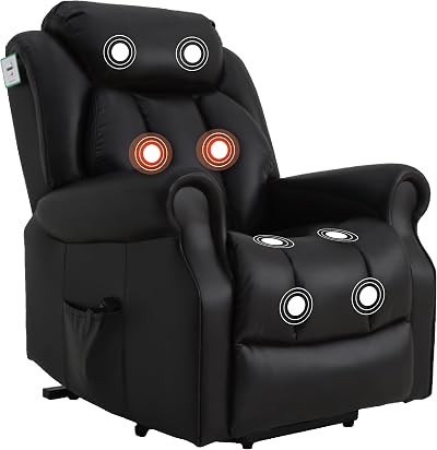 Elite Care Hainworth Leather Dual Motor Recliner Chair with Heat & Massage
