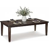 Signature Design by Ashley Haddigan Dining Extension Table, Seats 6-8 | Veneers, wood and engineered wood, Farmhouse style wood dining table, Self-storing 18-inch butterfly leaf, Kitchen table