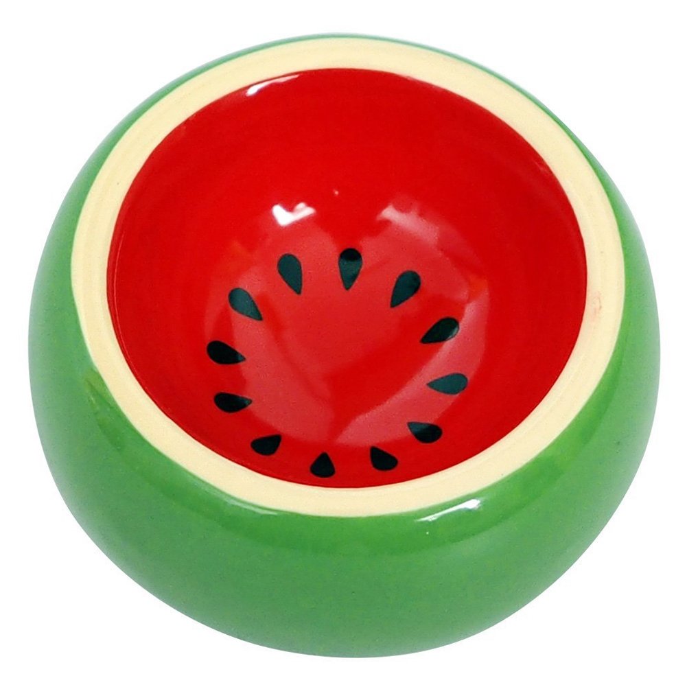 Hamster Food Bowl Ceramic Prevent being Tipped over Small Animal Water Dish for Guinea Pig Rodent Gerbil Cavy Hedgehog Feeding Bowl (Watermelon)