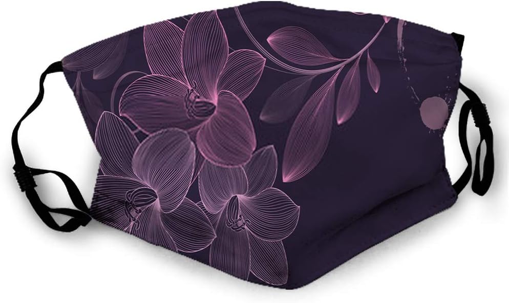 Face Cover Anti Pollution Dust Mouth with Hand Drawn Floral Pattern with Lily Flowers