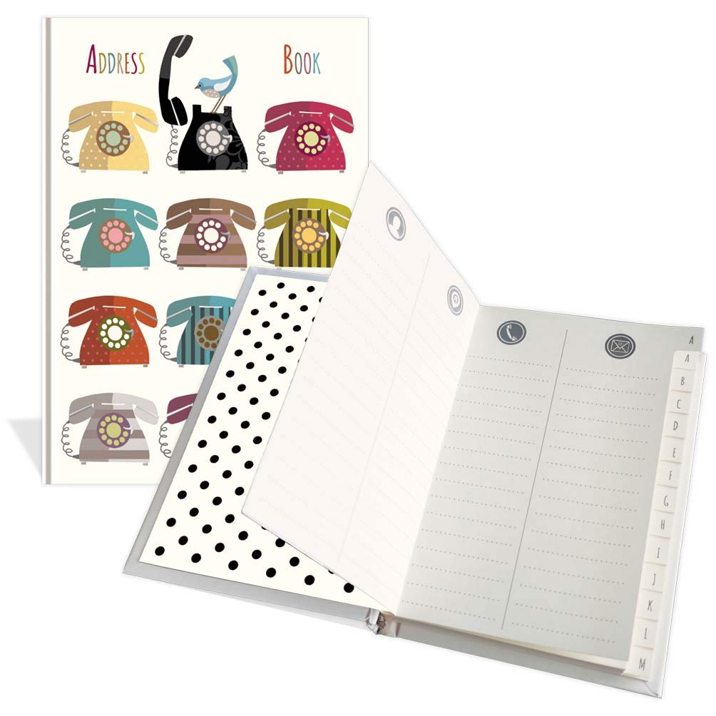 Luxury Pocket Address Book - Tweeter & Telephones Design- 104 Pages - Size 91mm x 130mm