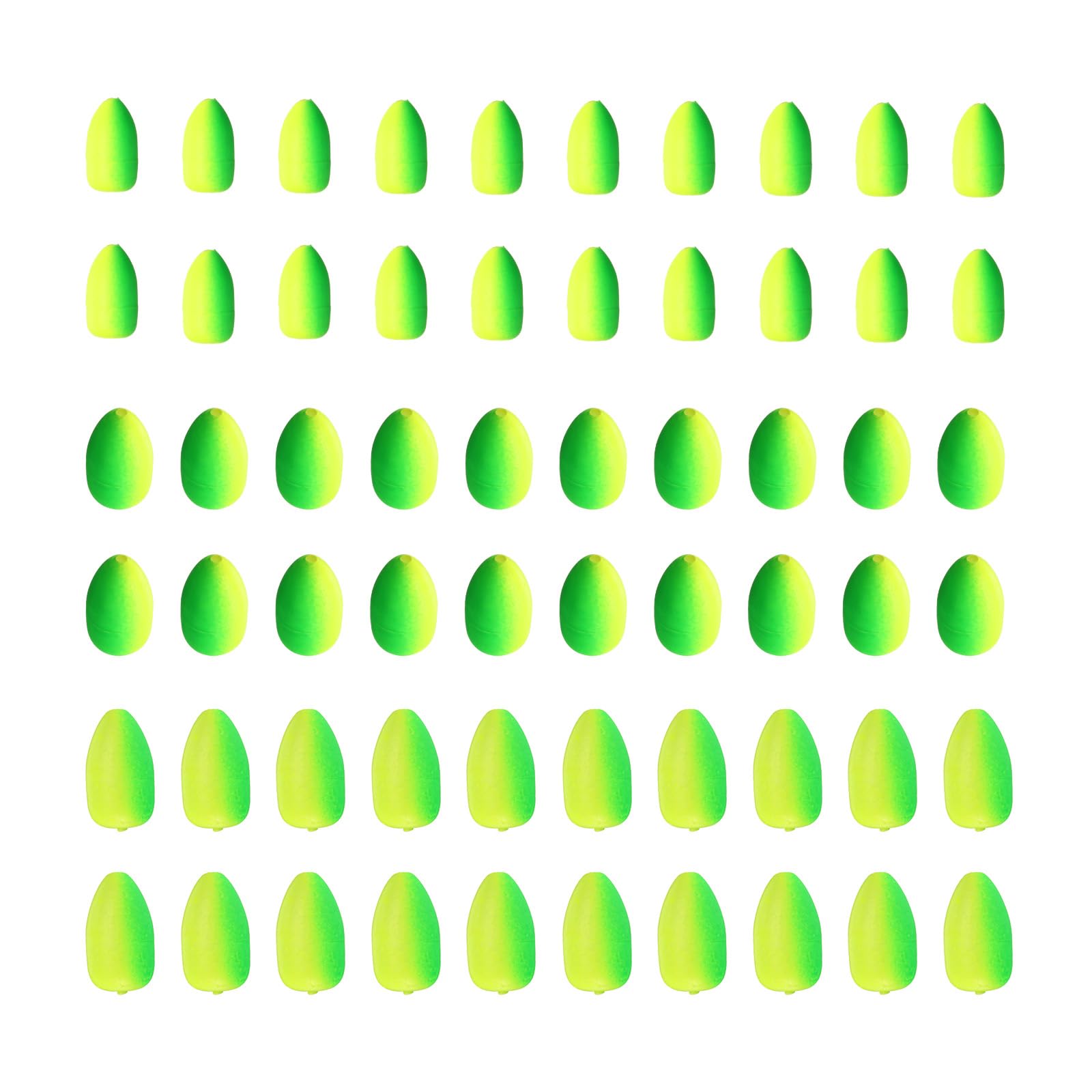 PATIKIL Fishing Foam Floats 3 Sizes, 60Pcs Oval Snell Floats Fly Fishing Strike Indicator for Pompano Rig Trout Catfish Walleye, Yellow Green