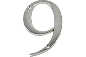 HILLMAN DISTINCTIONS Distinctions by Hillman 843329 4-Inch Brushed Nickel Flush-Mount House Number 9