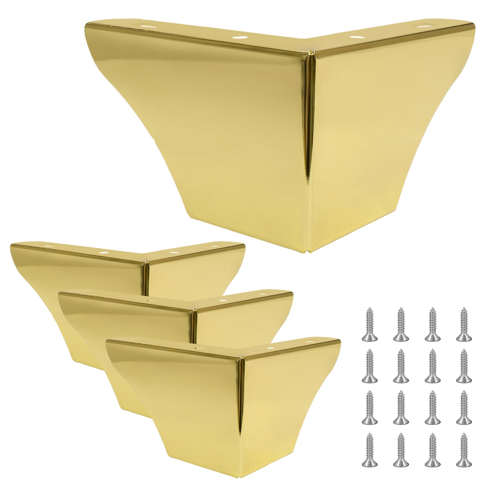 Cjueiom 10cm / 4 Inch Furniture Legs Gold Sofa Legs Set of 4, Modern Table Legs Metal Wardrobe Legs Furniture Feet, Sofa Foot Couch Legs Replacement for Cabinet Cupboard Chair Ottoman