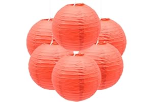 Ruidee 6Pcs Paper Lanterns Decorative Round Hanging Paper Lanterns for Birthday, Wedding, Christmas Xmas, Bridal, Home Decor,