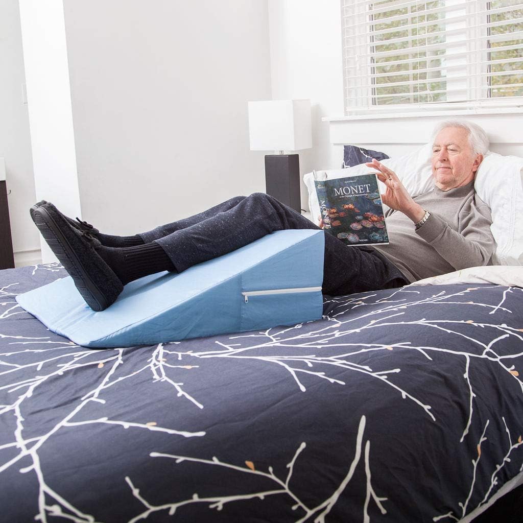DMI Wedge Pillow to Support and Elevate Neck, Head and Back for Acid Reflux or Feet and Legs to Reduce Back Pain and Improve Circulation with Removable Cover, 10x24x24 Inch, Blue: Kitchen & Dining