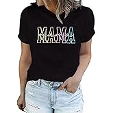 Mama Bow Shirts for Women Retro Floral Mama Letter Printed Mother's Day Shirt Graphic Tshirt Mom Casual Tee