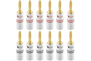 Nakamichi Excel Series 24k Gold Plated Banana Plug 12 AWG - 18 AWG Gauge Size 4mm for Speakers Amplifier Hi-Fi AV Receiver St