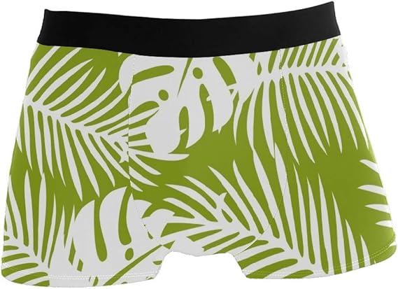 Amazon メンズボクサーパンツ グリーン 葉 夏 きれい ボクサーブリーフ インナーパンツ 男性下着 吸汗速乾 通気良い 弾力性 前閉じ インナー 贈り物 S ボクサー 通販
