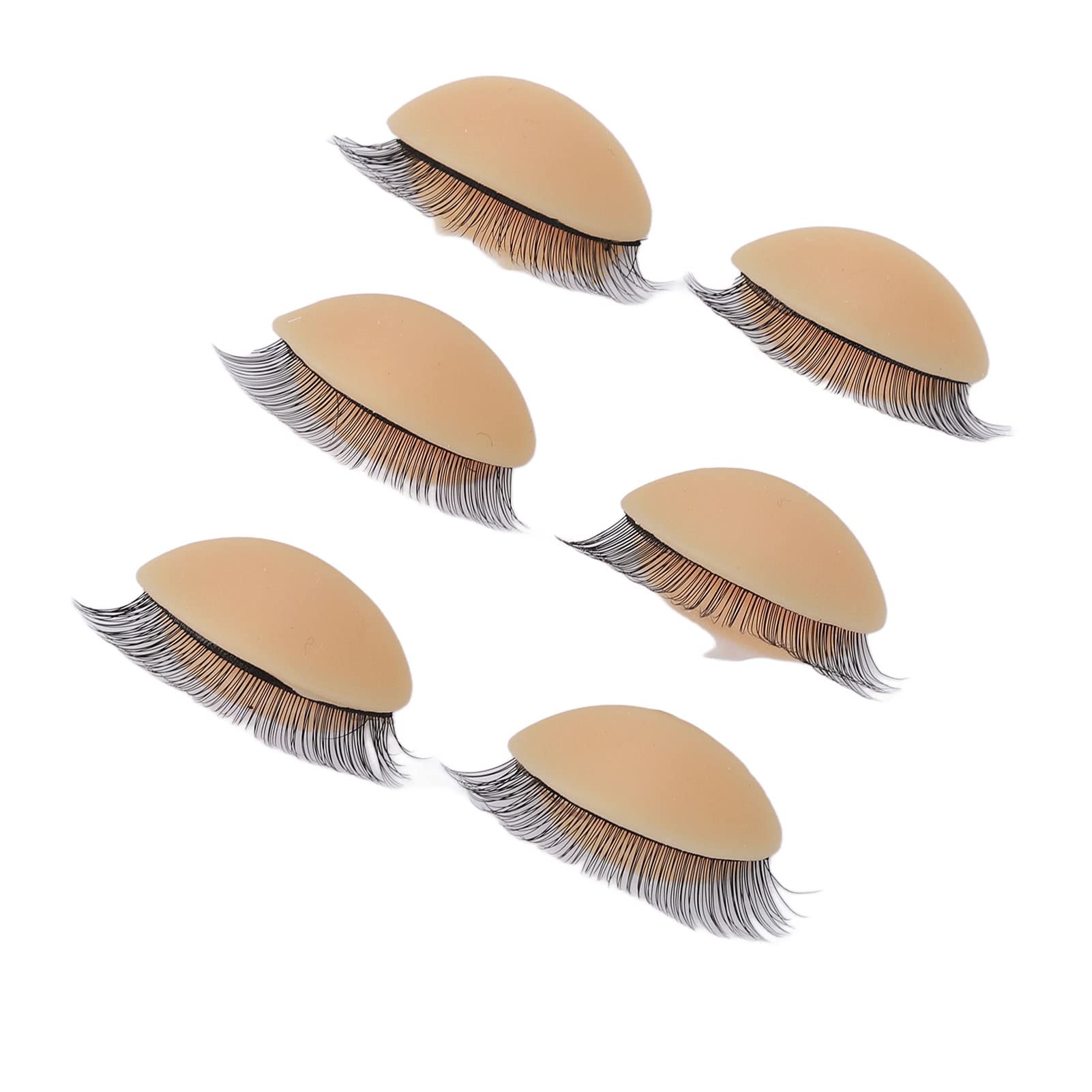 3 Pairs Replaced Eyelids Silicone Double Eyelashes Replacement Eyelids for Mannequin Head Practice Removable Eyelids with Double Layer Eyelashes Eyelash Extension Practice Eyelid (Skin Color)