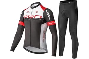 M MYSENLAN Mysenlan Men's Cycling Jersey Set Long Sleeve Bike Shirt 3D Padded Long Pants Bicycle Tights Clothing
