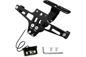 LAFFOONPARTS Motorcycle License Plate Bracket Universal Motorcycle License Plate Holder Mount Universal Fender Eliminator Kit Tail w/LED Replacement for Yamaha and more