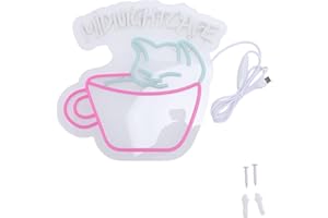 Coffee Neon Sign for Wall Decor, Midnight Cafe Led Neon Signs Adjustable Brightness Coffee Cup Neon Signs Light Up for Cafe S