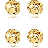 coadipress 2 Pairs Gold Knot Stud Earrings for Women Dainty Fashion 14K Gold Plated Minimalist Love Knot Stud Statement Earrings Birthday Party Charm Jewelry
