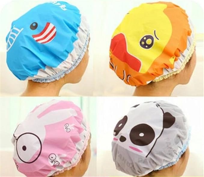Cartoon Shower Bath Cap Women Hat for Baths and Saunas Lace