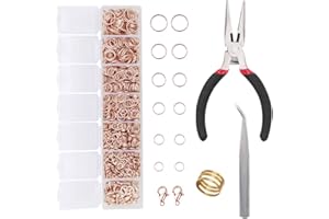 EuTengHao 1504pcs Open Jump Ring and Lobster Clasps Jewelry Repair Tools Jewelry Making Supplies Kit with Jewelry Making Accessories for Necklace Making Repair (Rose Gold)