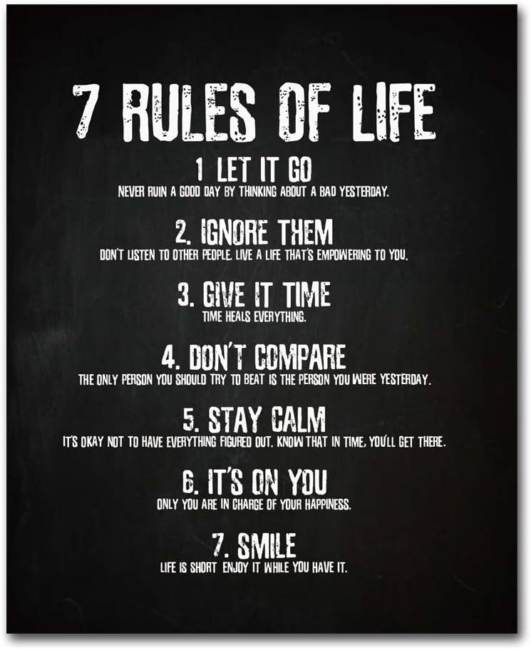 GEEDUO Inspirational Wall Art Positive Quotes Wall Decor Motivational Posters for Students Inspirational Classroom Decorations Home Office Wall Decor 1PCS 12x18'' (7Rules)