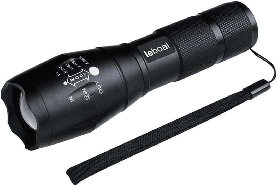 Leboal Ultra Bright LED Tactical Flashlight, High Lumens, Rechargeable, Zoomable, Water Resistant, 5 Light Modes Handheld LED Torch Light for Camping, Hiking and Emergency Use