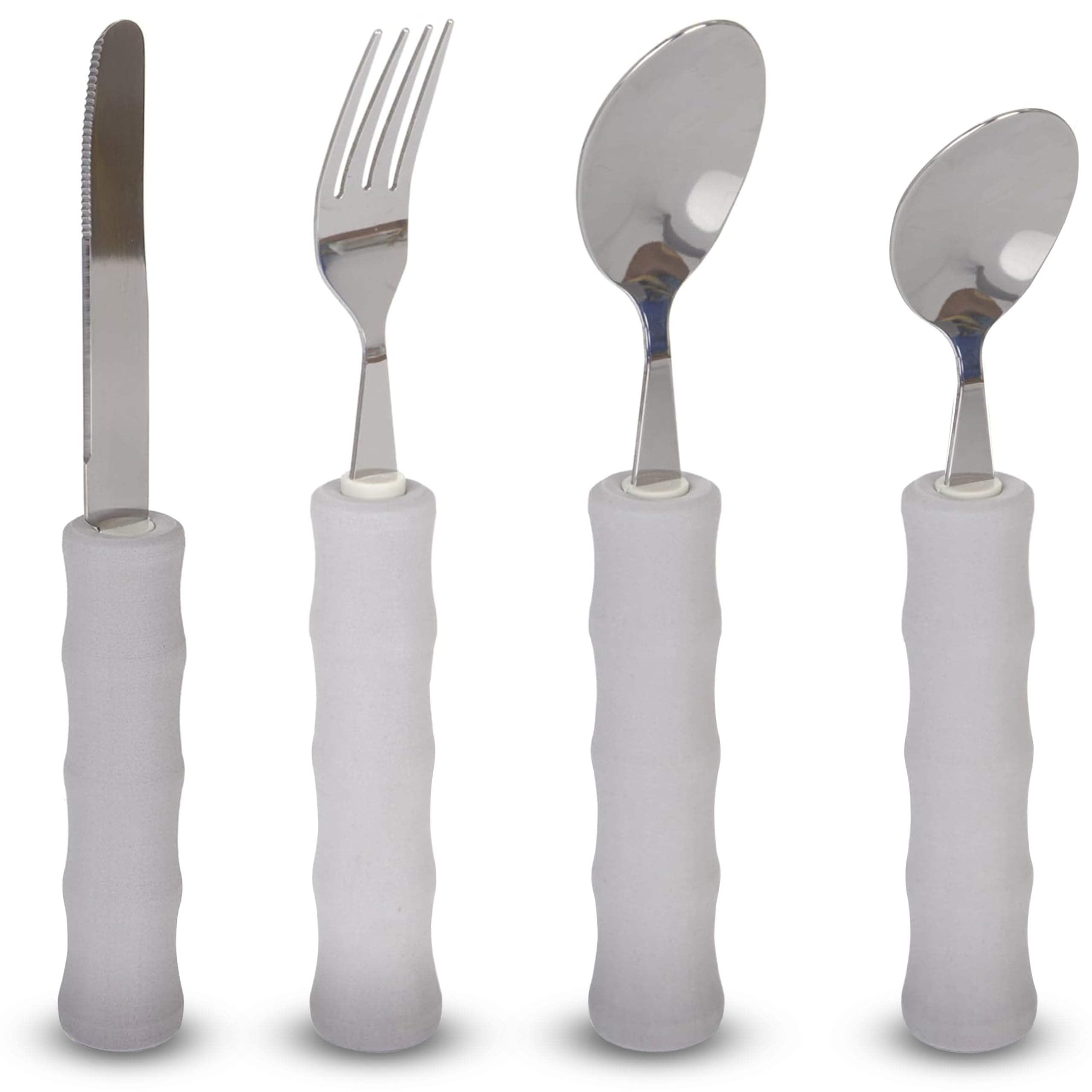 HOMECRAFT Lightweight Cutlery Set – Easy Grip Utensils for Disabled & Elderly, Arthritis & Parkinsons Aid, Non Slip Foam Handle, Right Handed Fork, Knife, Spoon & Teaspoon, Stainless Steel