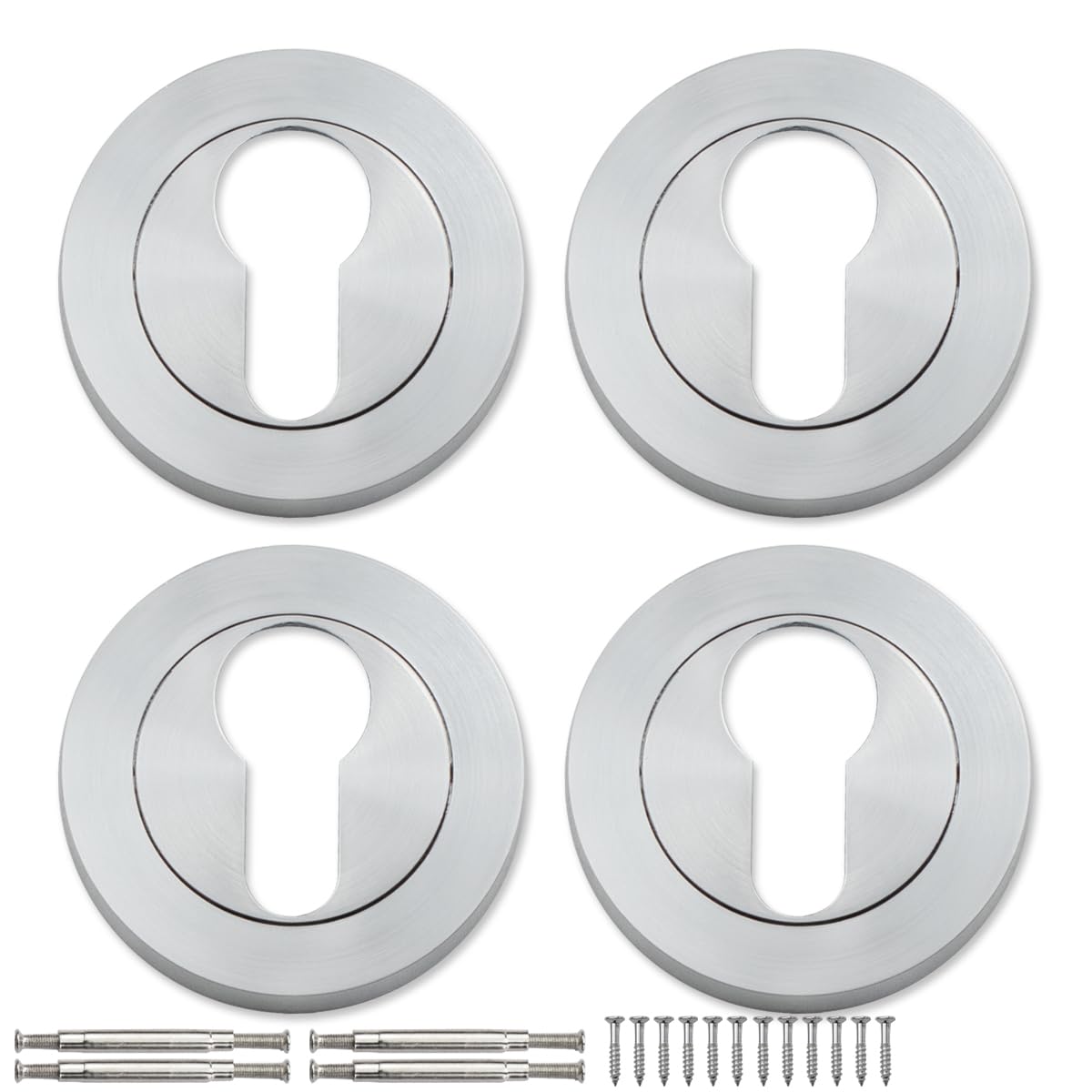 Bwintech 2 Pair 52MM Satin Chrome Lock Cylinder Hole Escutcheon Lock Cylinder Hole Cover — image 1