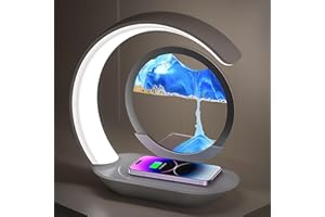 Evadore Lumaflow Sandscape Charger, 3-in-1 Sandscape Charger, with Wireless Chargings Station,Liqud Motion Round Glass 3D Dee