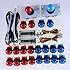 Easyget LED Arcade DIY Parts 2x Zero Delay USB Encoder + 2x 8 Way Joystick + 20x LED Illuminated Push Buttons for Mame Jamma Arcade Project Red + Blue Kits