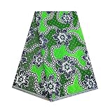 pqdaysun African Super Wax Print Fabric Ankara Fabric Wax Material 6 Yards for Sewing Dress Clothing (Green)