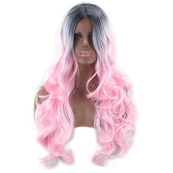 Amazon Com Women Long Curly Ombre Wig Two Tone Color Hair Wig