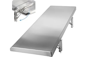 Toriexon Folding Concession Shelf 24" x 12", Stainless Steel Drop Down Folding Serving Food Shelf for Concession Windows