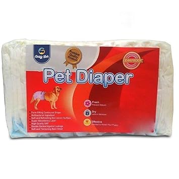 Goofy Tails Disposable Super Absorbent Diapers for Female Dogs in Heat,Excitable Urination or Incontinence White, 12 Pieces (Extra Large L-66 X W-42 cm)