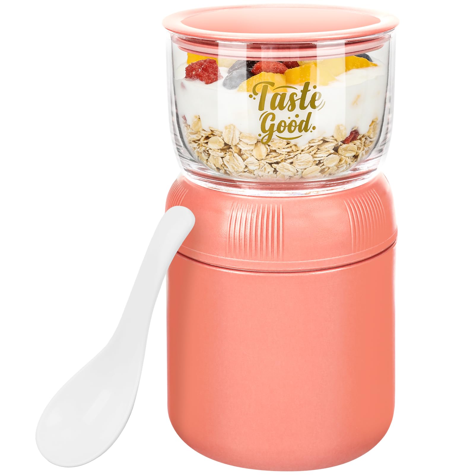 UHAPEER Insulated Yogurt Container, Leakproof Breakfast Cereal Cup, Breakfast on The Go Cup with Lid and Spoon, Portable Overnight Oats Container, Reusable Breakfast Yogurt Pot for Work Travel — image 1