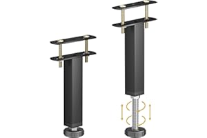 Wlrrcwdttc Adjustable Height Bed Frame Center Support Legs 7.28-10 inch, Metal Bed Legs for Steel Bed Frame/Wooden Bed Center Slat/Furniture, Heavy Duty Bed Legs Replacement -Black Bed Legs Set of 2